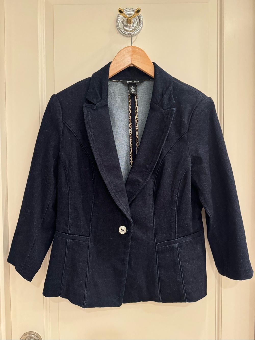 White House Black Market Navy Single-Button Tailored Blazer
